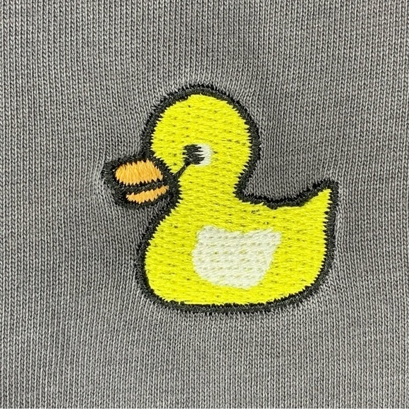 Grey Embroidered Yellow Duck Tee T Shirt Short Sleeve Stretch Medium - Picture 3 of 7